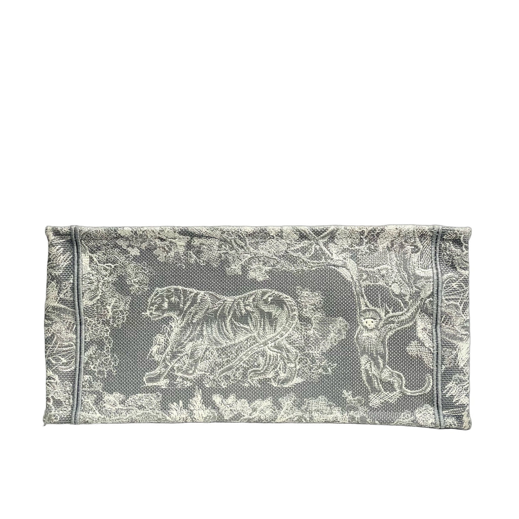 Christian Dior Medium Book Tote in Grey Toile de Jouy Reverse Embroidery