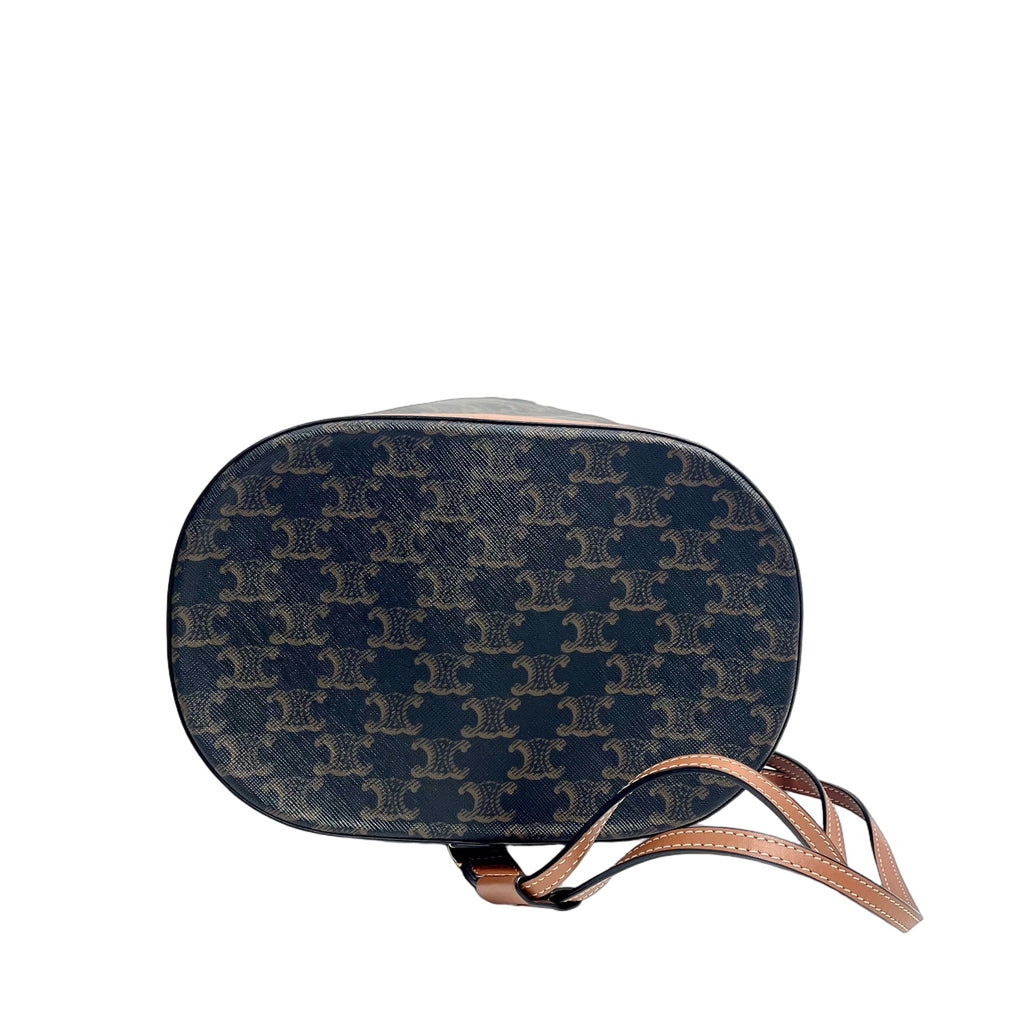 Celine Large Drawstring Bag in Triomphe Canvas with Printed Logo