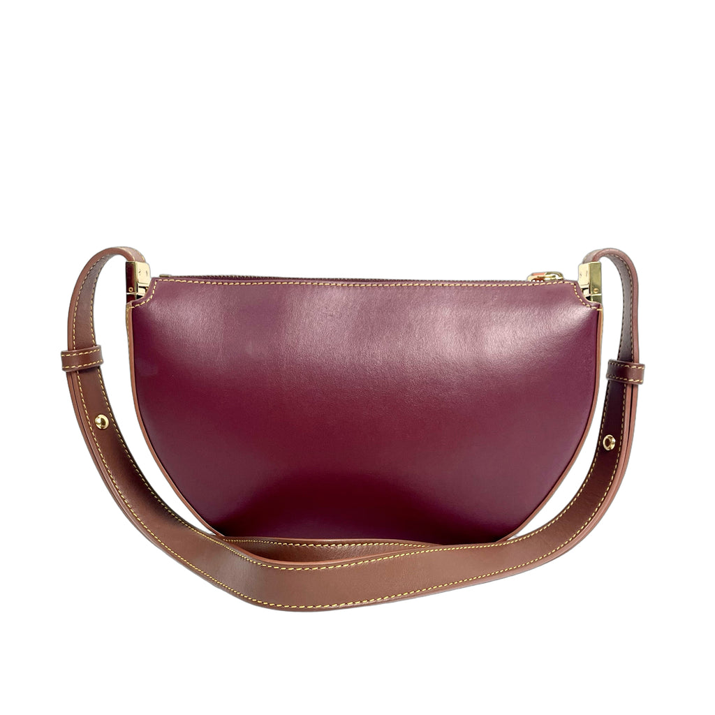 Burberry Small Olympia Leather Shoulder Bag in Burgundy