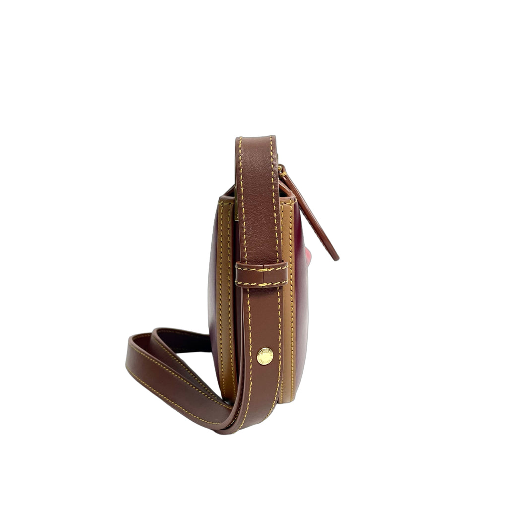Burberry Small Olympia Leather Shoulder Bag in Burgundy