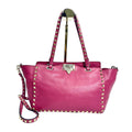 Valentino Garavani Rockstud Medium Leather Tote Bag in Fuchsia