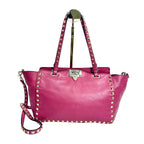 Valentino Garavani Rockstud Medium Leather Tote Bag in Fuchsia