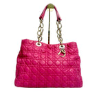 Christian Dior Cannage Lambskin Soft Tote Bag in Fuchsia