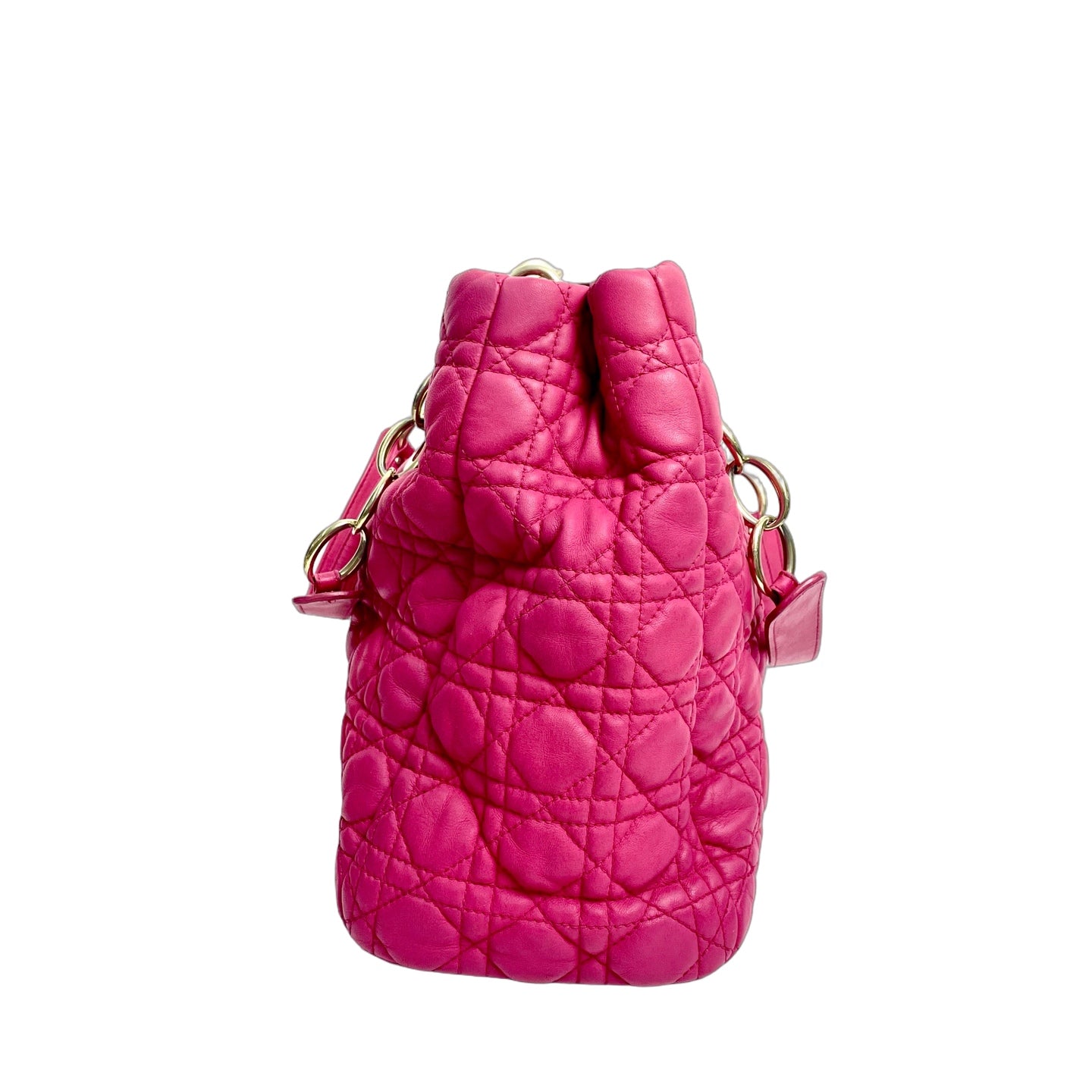 Christian Dior Cannage Lambskin Soft Tote Bag in Fuchsia