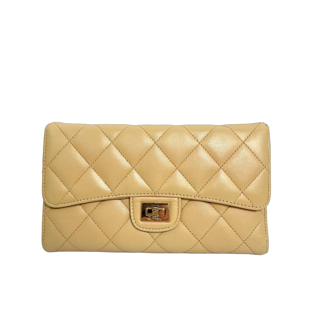 Chanel 2.55 Reissue Long Flap Wallet in Beige Quilted Leather