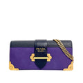 Prada Cahier Leather Chain Shoulder Bag in Purple & Black