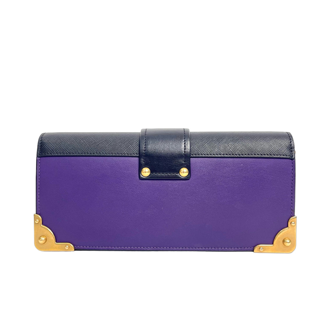 Prada Cahier Leather Chain Shoulder Bag in Purple & Black
