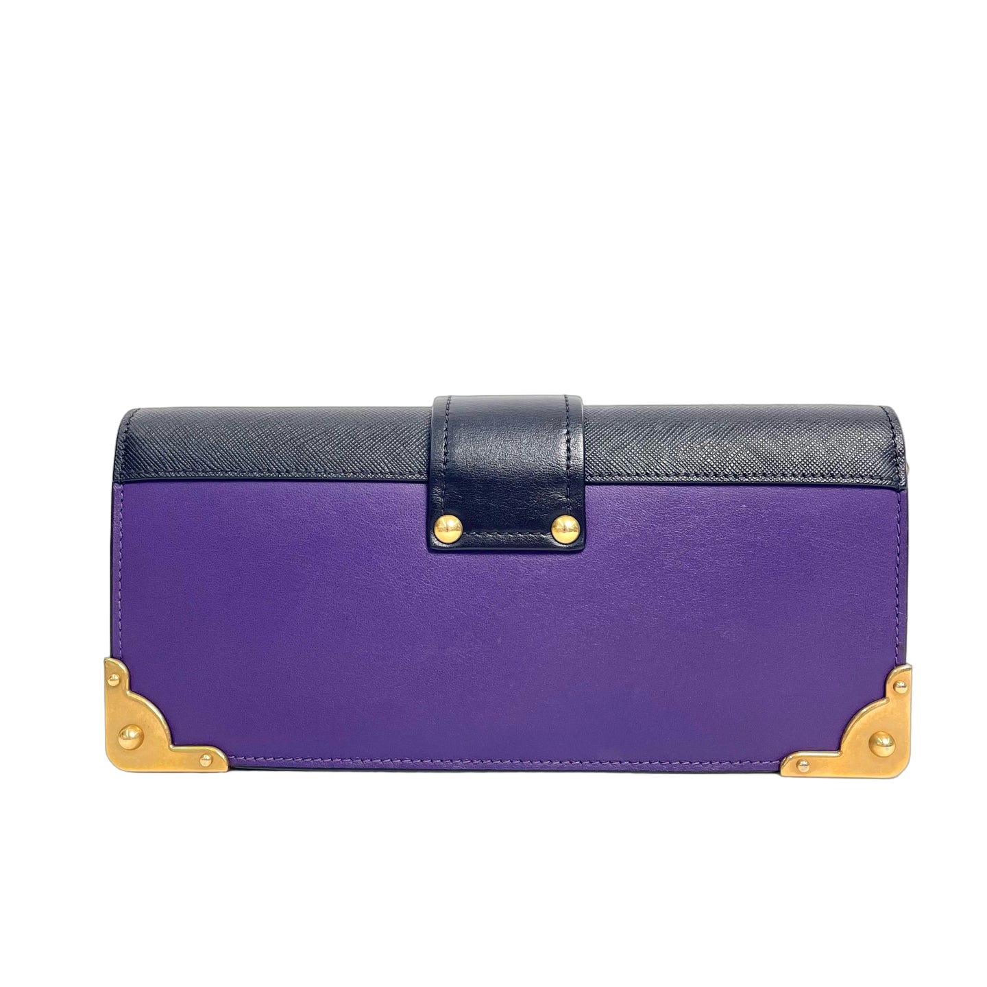 Prada Cahier Leather Chain Shoulder Bag in Purple & Black