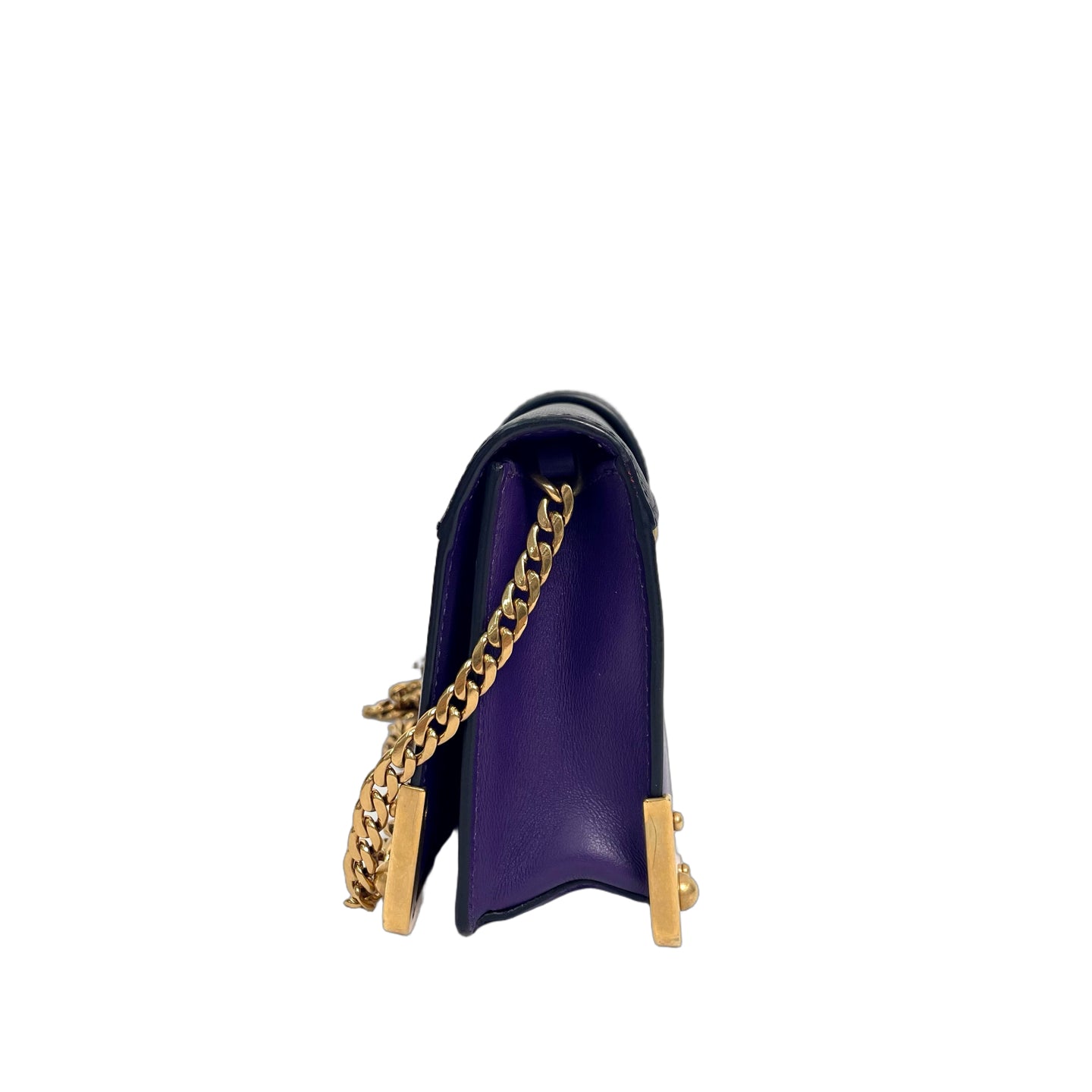 Prada Cahier Leather Chain Shoulder Bag in Purple & Black