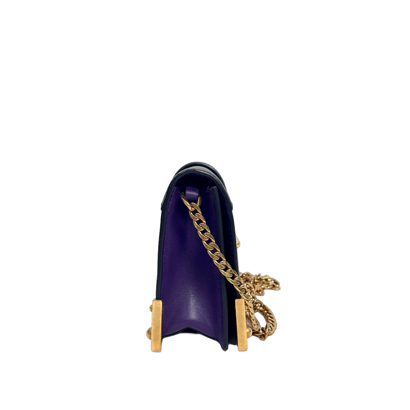 Prada Cahier Leather Chain Shoulder Bag in Purple & Black