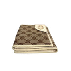 Gucci Interlocking G GG Canvas French Flap Wallet in Beige & White