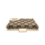 Gucci Interlocking G GG Canvas French Flap Wallet in Beige & White