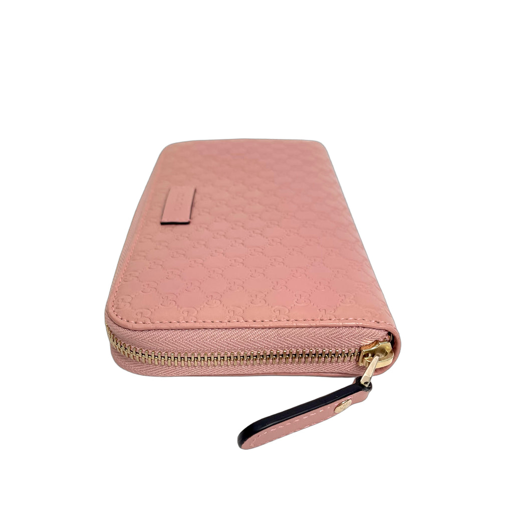 Gucci Microguccissima Leather Zip Around Wallet in Pink