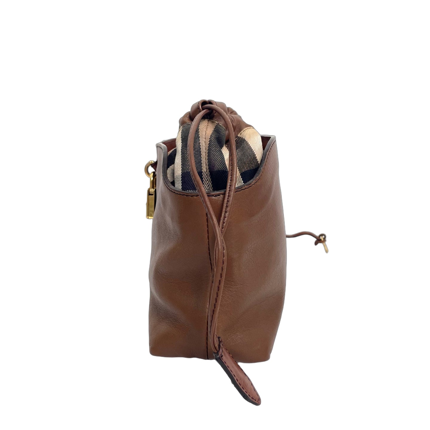 Burberry Prorsum Leather Drawstring Bag with Padlock Detail