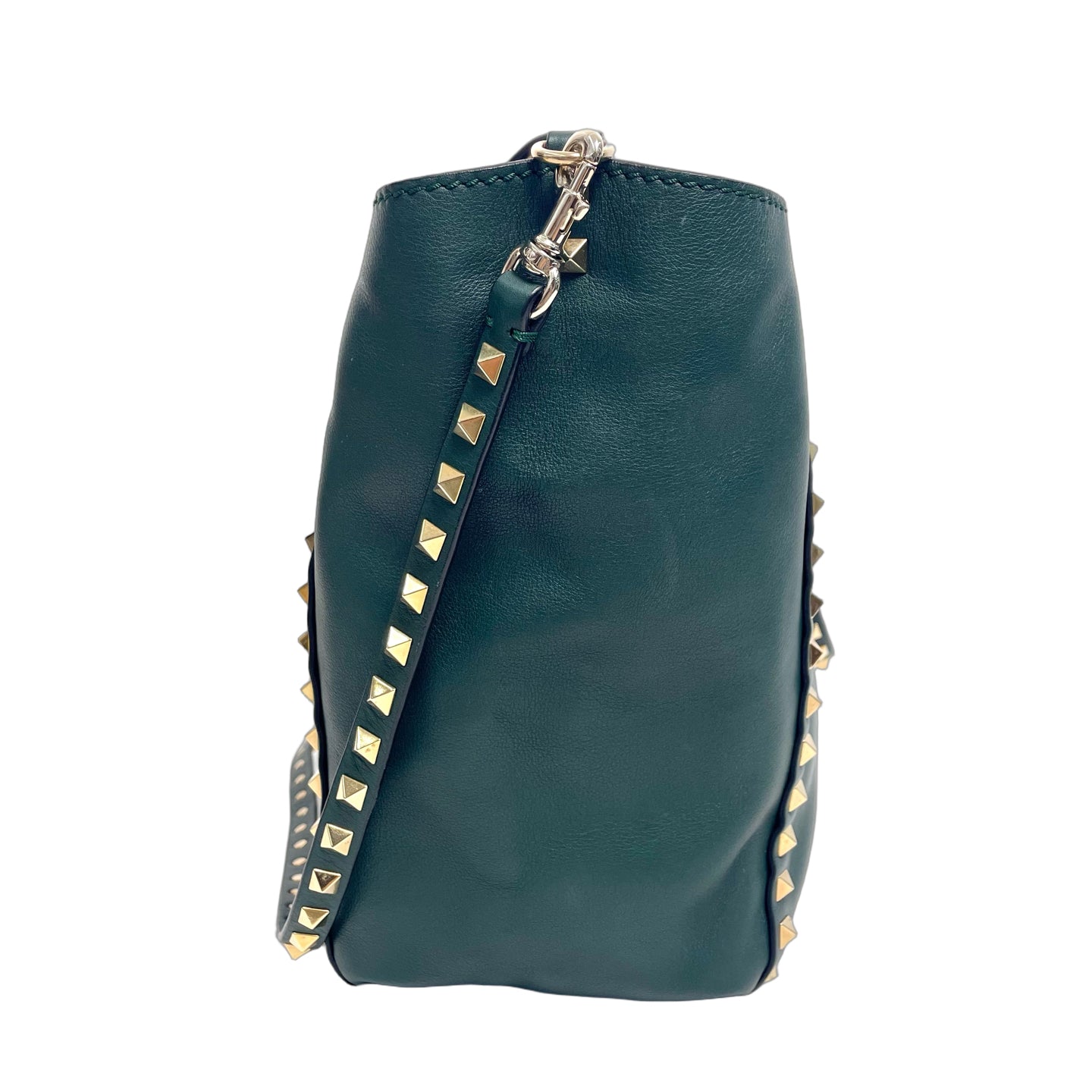 Valentino Garavani Rockstud Small Leather Tote Bag in Dark Green