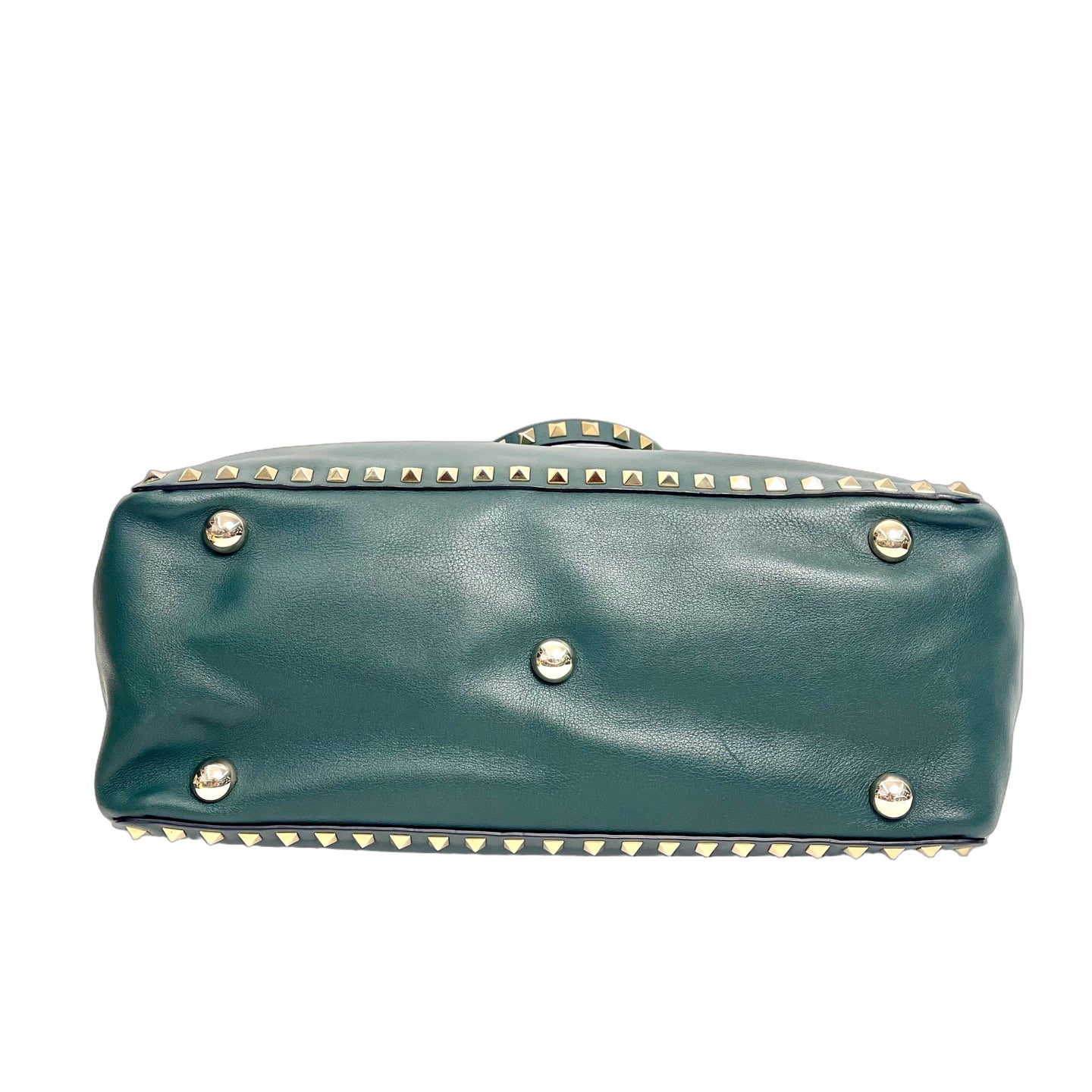 Valentino Garavani Rockstud Small Leather Tote Bag in Dark Green