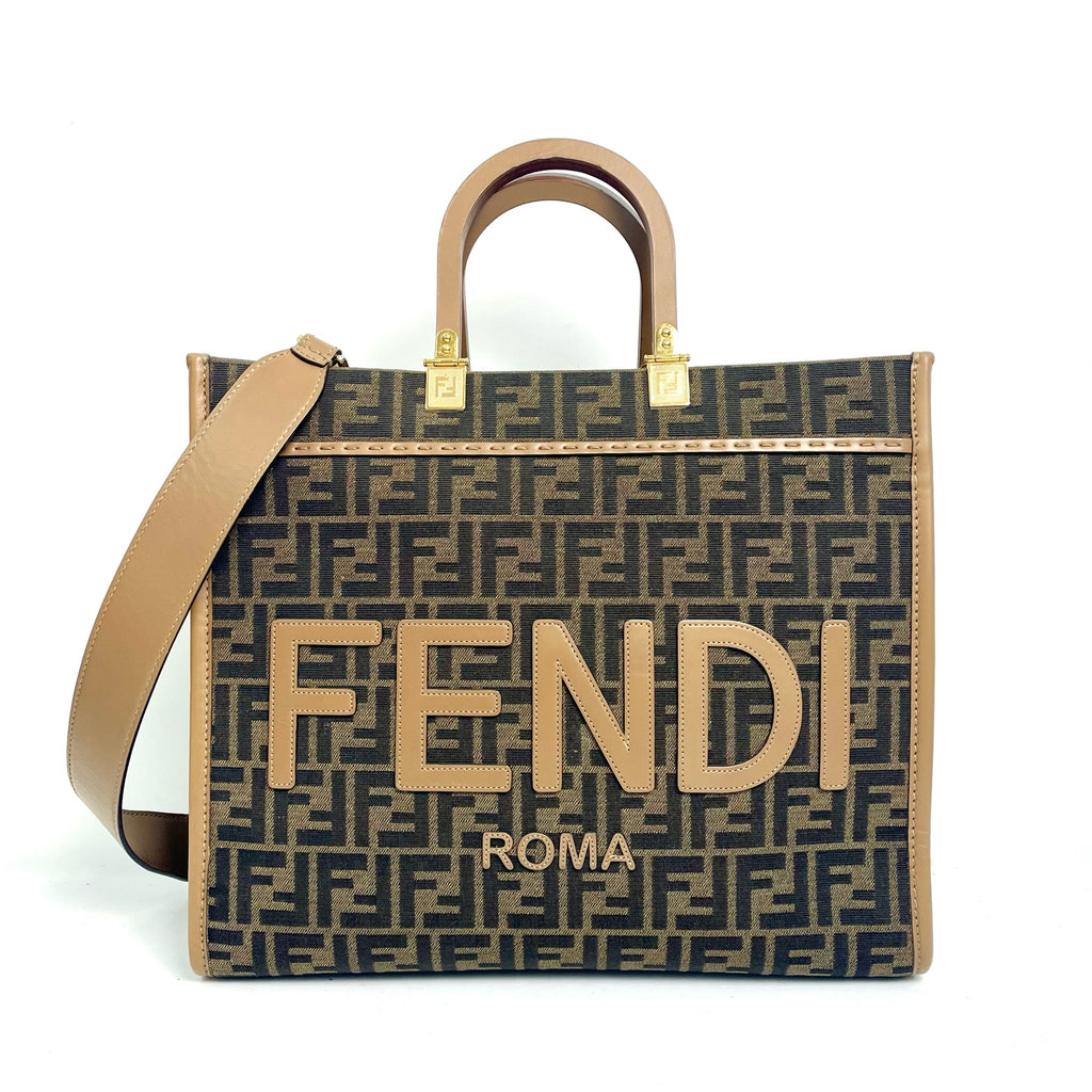 Fendi Medium Sunshine Shopper FF Motif Canvas Tote Bag