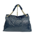 Chanel Black Crinkled Vinyl Large CC Hobo Tote Bag