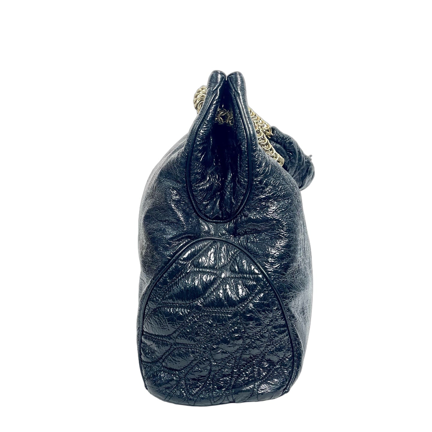 Chanel Black Crinkled Vinyl Large CC Hobo Tote Bag