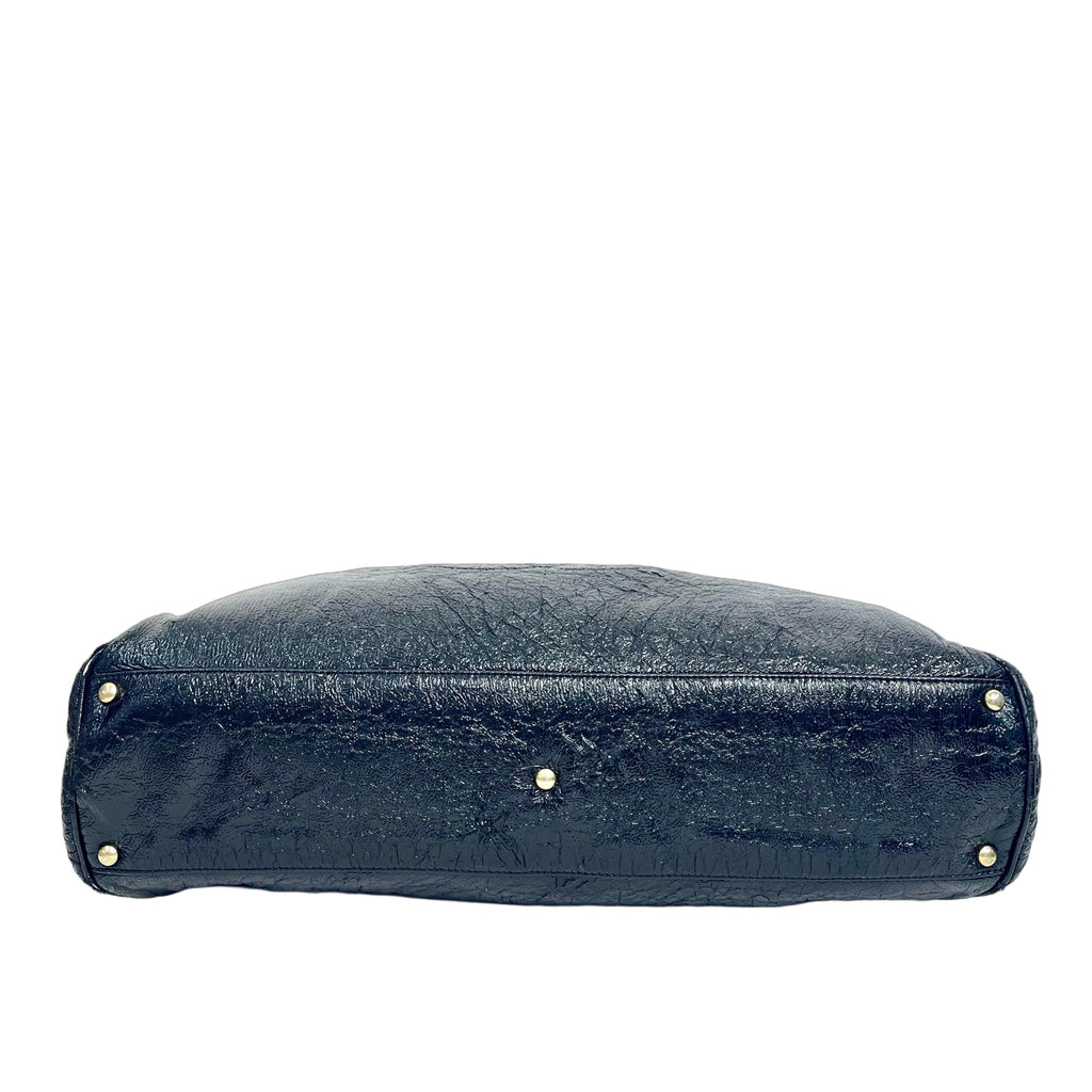 Chanel Black Crinkled Vinyl Large CC Hobo Tote Bag