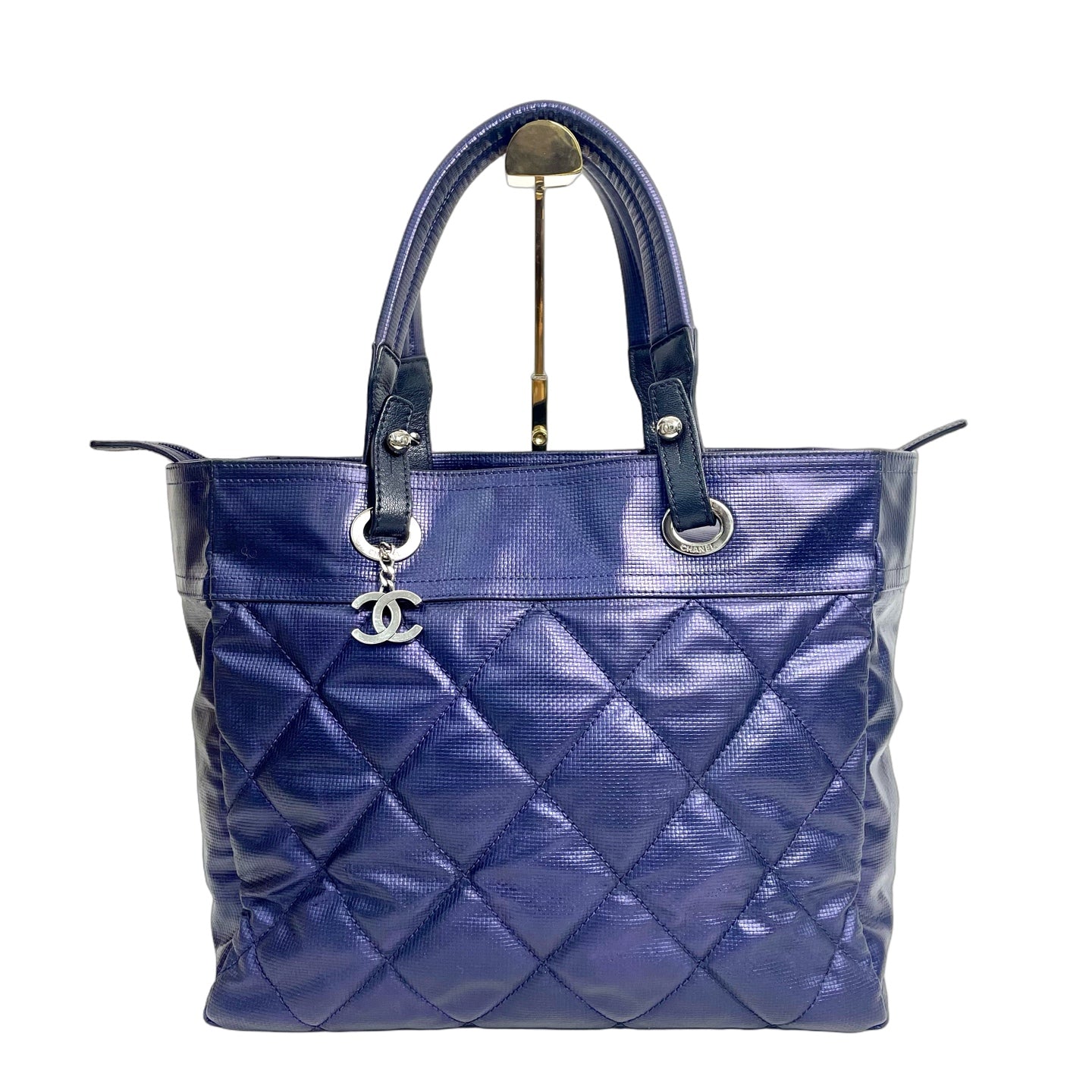 Chanel Blue Quilted Coated Canvas Paris-Biarritz Tote Bag