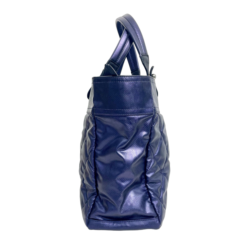 Chanel Blue Quilted Coated Canvas Paris-Biarritz Tote Bag