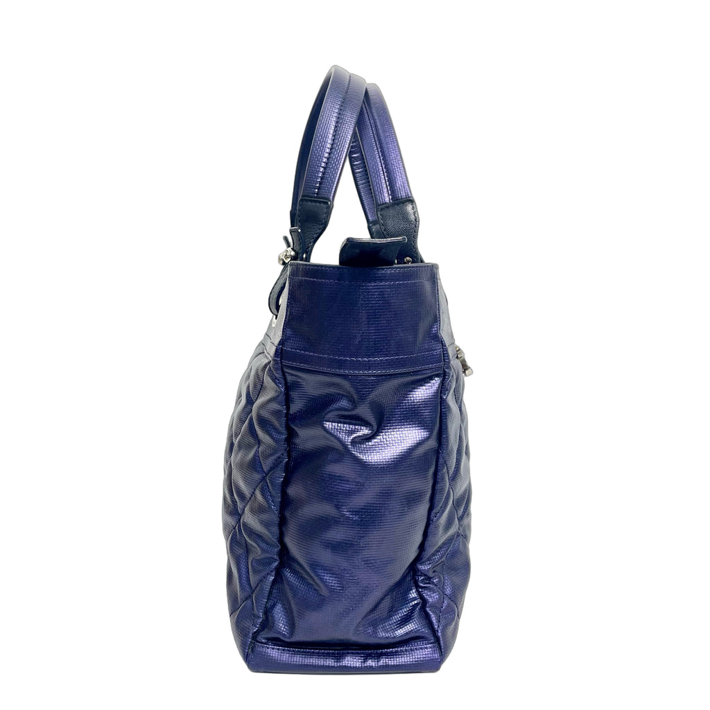 Chanel Blue Quilted Coated Canvas Paris-Biarritz Tote Bag