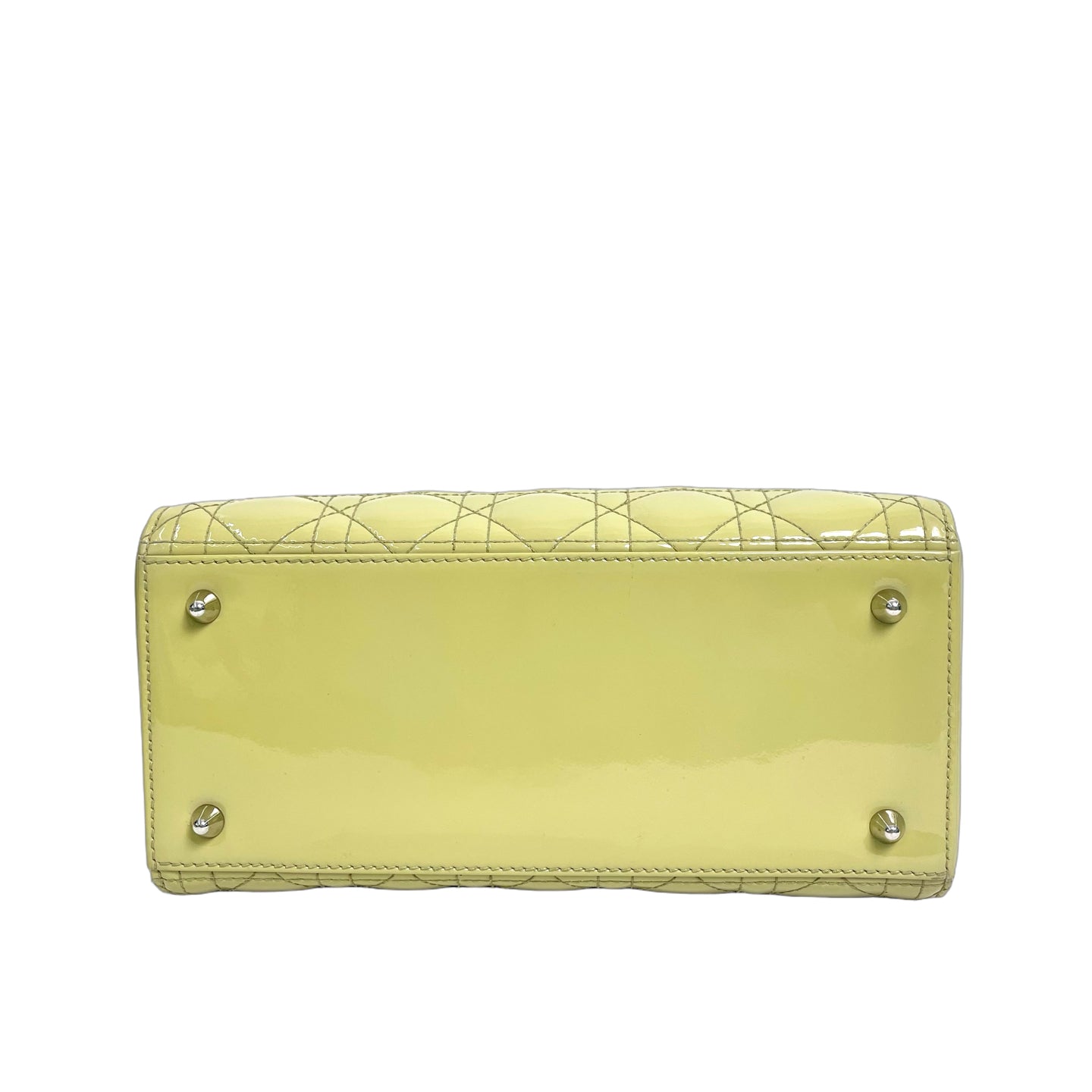 Medium Lady Dior Bag Cannage Patent Leather Pale Yellow