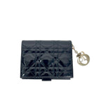 Lady Dior Cannage Patent Leather Lotus Wallet black