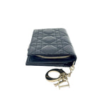 Lady Dior Cannage Patent Leather Lotus Wallet black