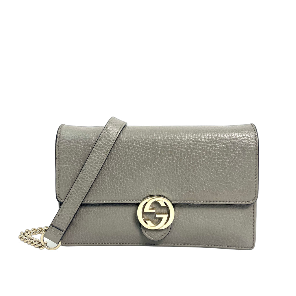 Gucci Interlocking G Dollar Calf Chain Wallet Grey