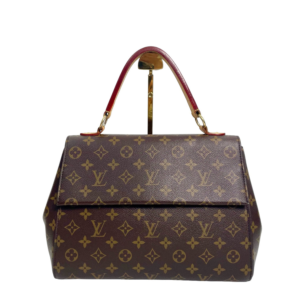 Louis Vuitton Cluny BB in Monogram Canvas with Red Leather Handle