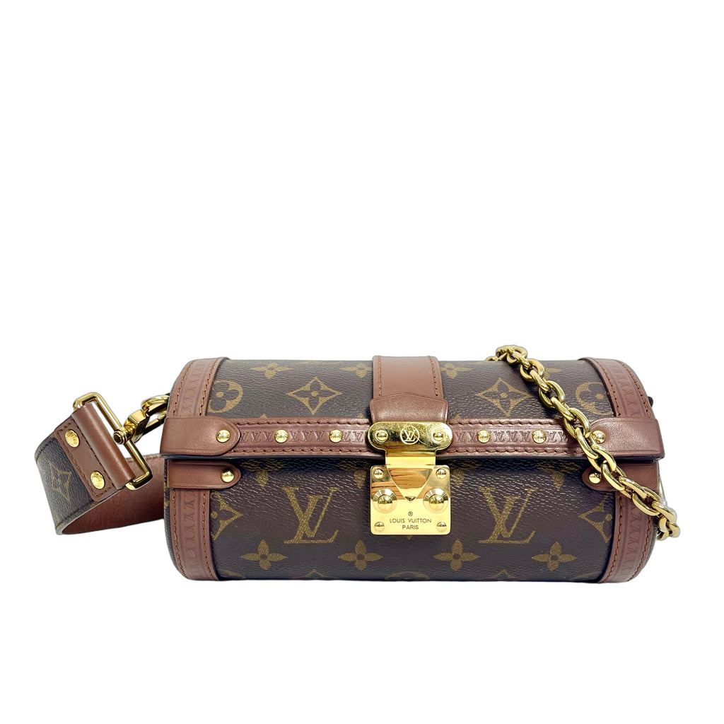 Louis Vuitton Monogram Papillon Trunk Bag - Brown Cylinder Chain Crossbody Shoulder Bag