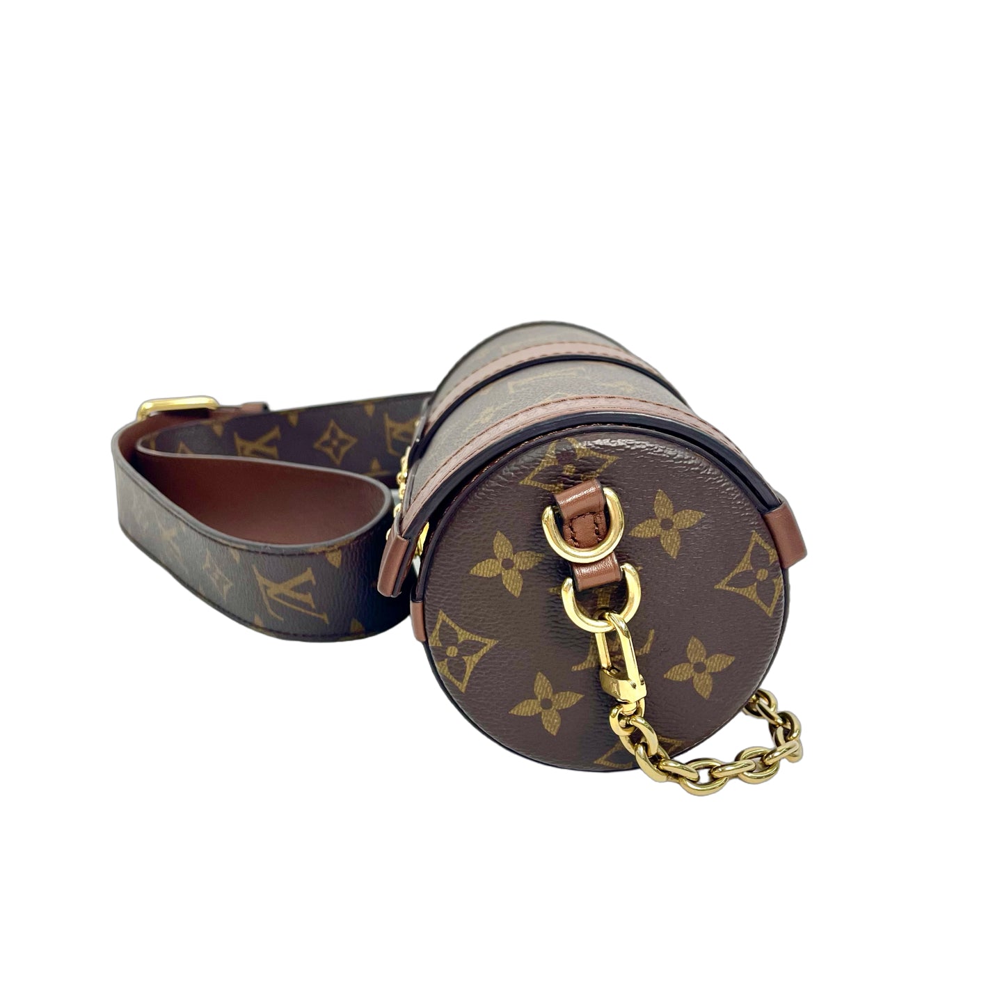 Louis Vuitton Monogram Papillon Trunk Bag - Brown Cylinder Chain Crossbody Shoulder Bag