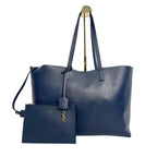Saint Laurent Shopping Leather Tote Bag in Navy Blue