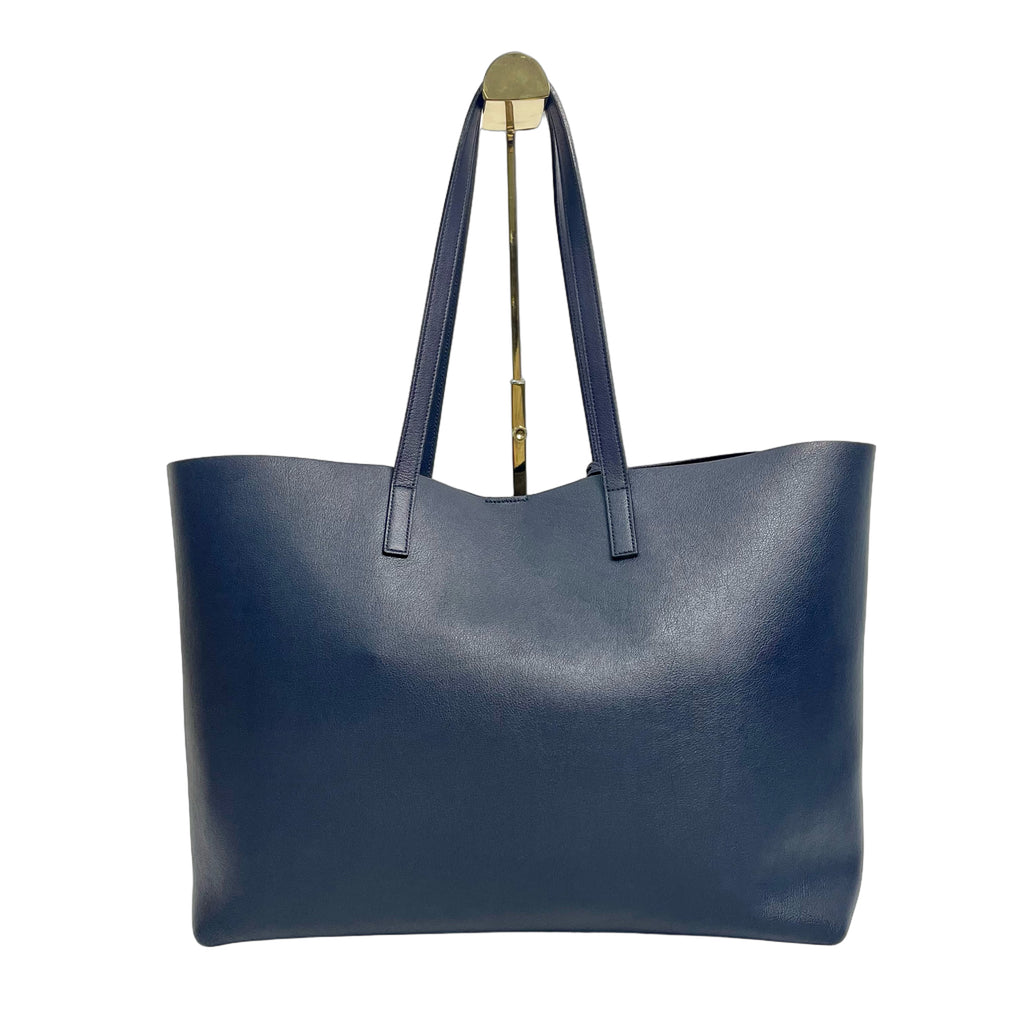 Saint Laurent Shopping Leather Tote Bag in Navy Blue