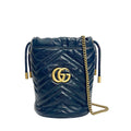Gucci GG Marmont Mini Bucket Bag in Black Chevron Leather