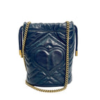 Gucci GG Marmont Mini Bucket Bag in Black Chevron Leather