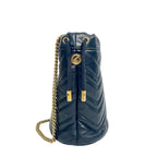 Gucci GG Marmont Mini Bucket Bag in Black Chevron Leather