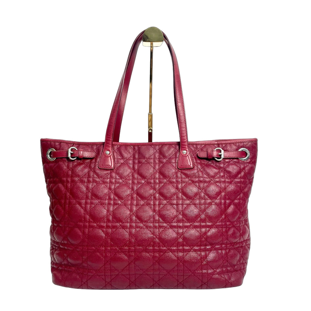 Christian Dior Cannage Quilted Panarea Tote Bag in Fuchsia