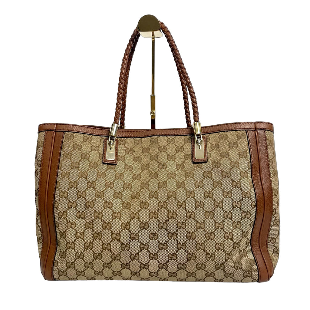 Gucci GG Canvas Bella Tote Bag with Bamboo Tassels