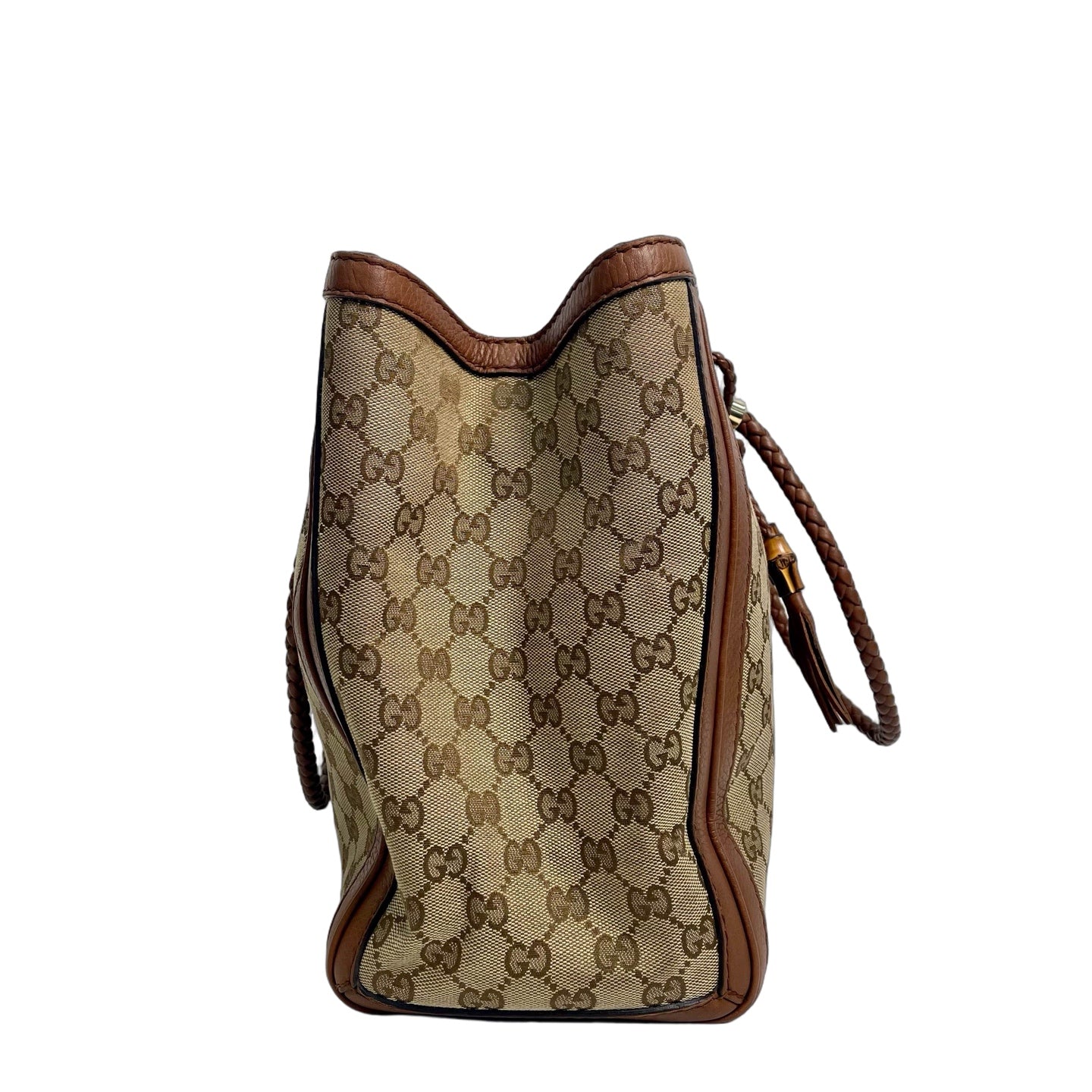 Gucci GG Canvas Bella Tote Bag with Bamboo Tassels