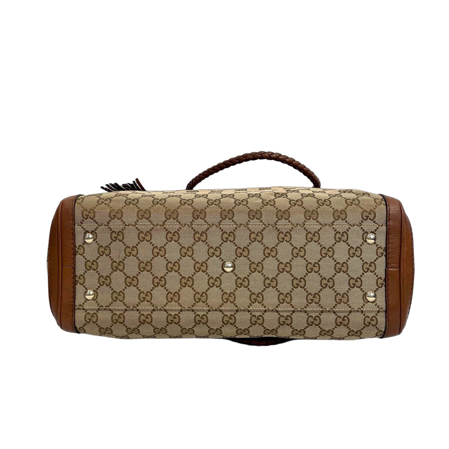 Gucci GG Canvas Bella Tote Bag with Bamboo Tassels