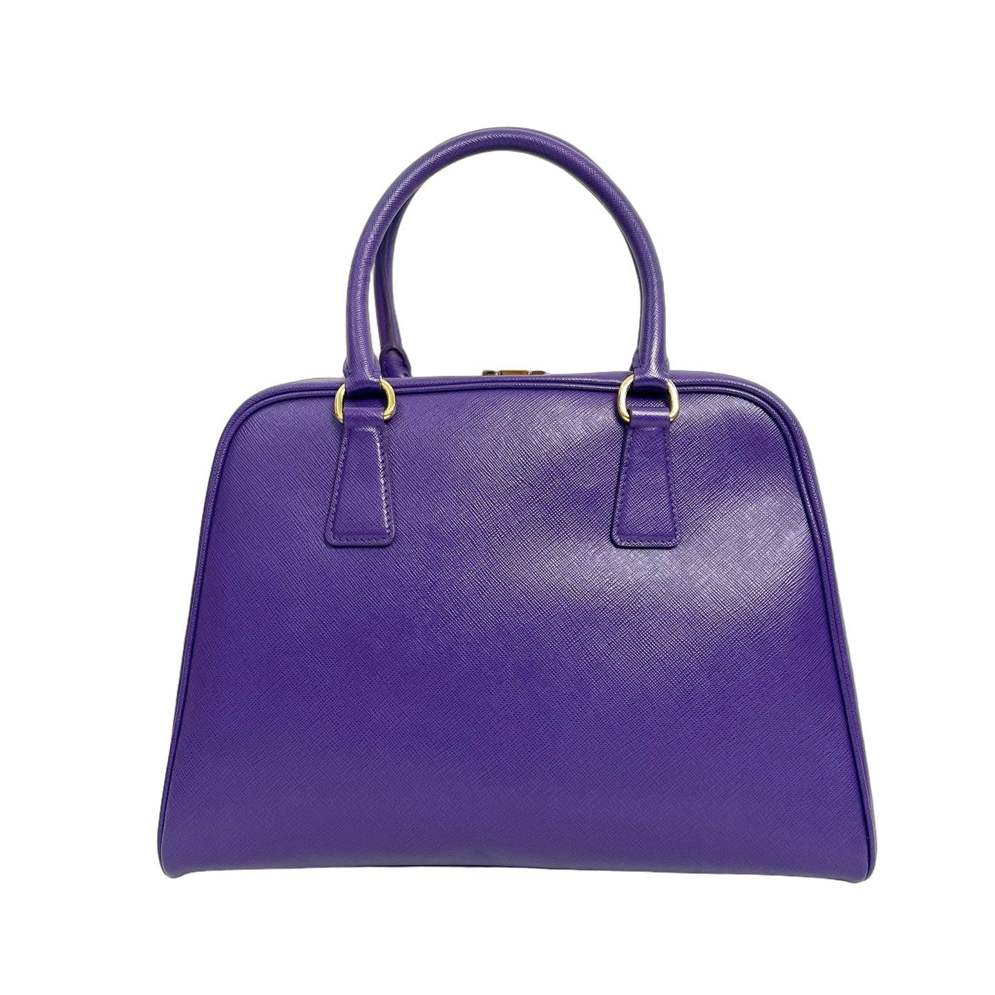 Prada Saffiano Viola Triangle Logo Bowler Bag