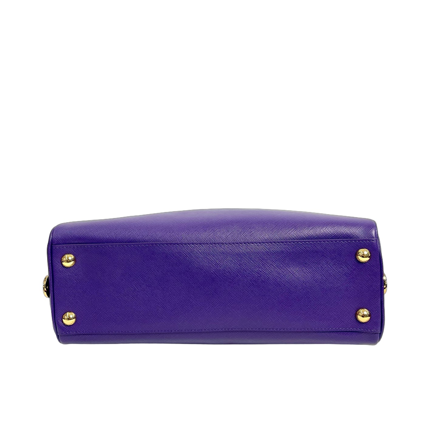 Prada Saffiano Viola Triangle Logo Bowler Bag