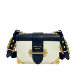 Prada Saffiano Leather Cahier Shoulder Bag – Navy/White