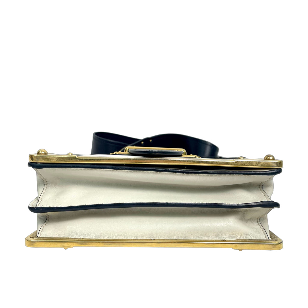 Prada Saffiano Leather Cahier Shoulder Bag – Navy/White