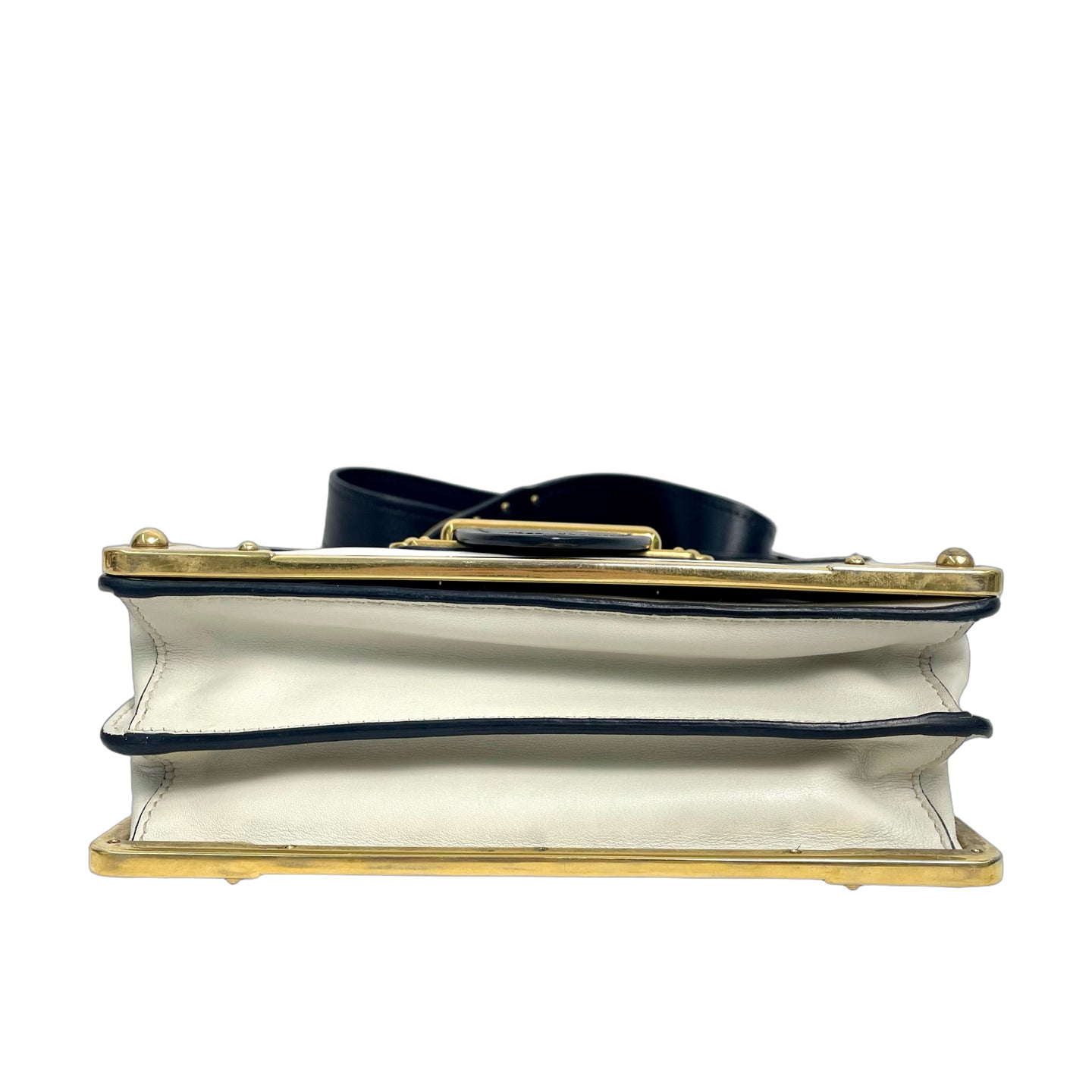 Prada Saffiano Leather Cahier Shoulder Bag – Navy/White