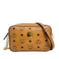 MCM Essential Visetos Monogram Leather Crossbody Camera Bag - Cognac