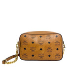MCM Essential Visetos Monogram Leather Crossbody Camera Bag - Cognac